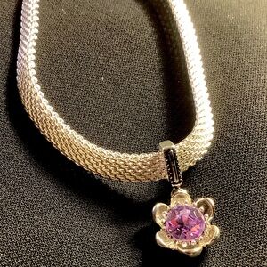 Purple gem flower choker necklace